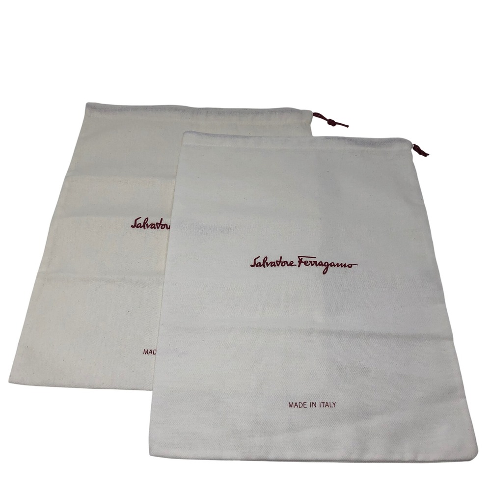 Salvatore Ferragamo Dust Bags White Set of 2 Drawstring Made in Italy